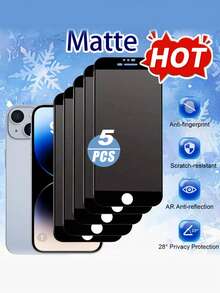 5片装磨砂防窥屏保护膜，兼容 11/12/13/14/15/16、17 Pro、17 Air、17 Pro Max、16 Pro和16 Pro Max系列。产品特点包括：磨砂表面、无延迟响应、隐私保护、全高清清晰度、侧边防窥、防眩光、零色差。非常适合搭配手机壳使用，也是情人节礼物的理想之选。屏幕保护必备品，适用于日常、办公、家庭等各种场景。防窥、防水、防震、防摔、防刮擦。 - 黑色 - 查看 13