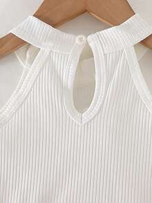 Young Girl Casual Round Neck Halter Waist Cinched Heart Embroidery Polka Dot Dress, Summer - Pink - View 4