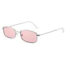 1PC New Style Personality Fashion Small Frame Square Fashion Glasses, Metal Unisex Fashion Candy Color Fashion Glasses - Silver Frame Powder Tablets - View 18