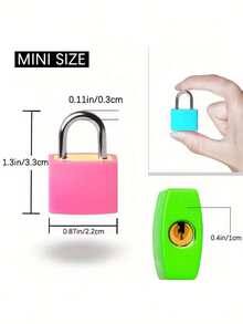 2pcs,Padlock Small Padlock With Key For Luggage Lock, Backpack, Gym Locker Lock, Suitcase Lock, Classroom Matching Game And More(The Product Is Very Small, Please Be Cautious When Purchasing If You Do Not Like Small Sizes) - Multicolor - View 2