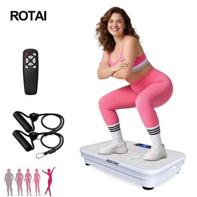 ROTAI Placa Vibratoria para Ejercicio, Capacidad 136 kg, Placa de Vibración para Drenaje Linfático y Pérdida de Peso con Pantalla LED, Entrenamiento de Cuerpo Completo para Mujeres y Hombres