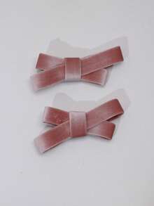 2个可爱优雅的奶油色天鹅绒交叉蝴蝶结发夹，适合任何场合 - 彩色 - 查看 11