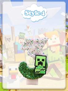 Minecraft 我的世界新款超级闪亮生日蛋糕插件数字蜡烛 0-9岁 小硬汉创意手工蜡烛生日蛋糕装饰成人派对儿童一周岁生日蛋糕装饰套装绿色 - 彩色 - 查看 20