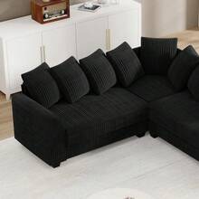 Sofas & Couches - Black + Corduroy + 5 Seat + Foam - View 7