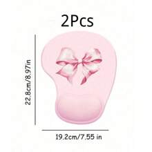2/1Pcs Cute Pink Bow Mouse Pad, Extra Thick & Soft Desk Mat With Wrist Rest For Girls, Aesthetic Gaming & Office Setup, Home Study Dorm Desk Accessory - 粉色 - 查看 10