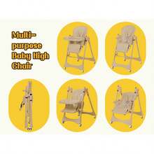 GCCSJ 6-In-1 Foldable Baby High Chair – 5 Height, Locking Wheels, Removable Tray, 5-Point Harness, Soft PU Seat, Space-Saving For Home & Travel – Best Gift - 奶咖棕+萬向輪 - 查看 8