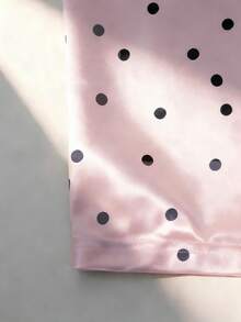 Áo sơ mi satin chấm bi thiết kế độc đáo, cổ nơ, tay loe, kiểu dáng thanh lịch sang trọng, ôm sát, thích hợp cho nữ công sở, màu hồng xuân. - Hồng - Xem 3