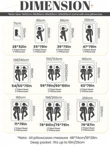 1 Piece Fitted Sheet, Bedding Accessory, Skin-Friendly Bed Cover, Soft And Comfortable, Breathable And Stylish, Full Encasement Mattress Protector, Available In Twin, Double, King, Queen Sizes, Multi-Size Options (Pillows And Pillowcases Not Included), All-Season Use, Machine Washable, Room Decor - Multicolor - View 3