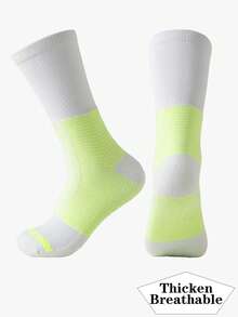 1双防滑点状抓地压缩足球袜，中筒防滑训练袜，透气专业比赛运动袜，加厚毛圈内衬，男女通用，秋季款 - 彩色 - 查看 9