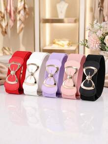 1pc Women's Waist Cincher With Bow Tie, Elastic Waistband, Simple & Fashionable For All Seasons, Snap Button Design, Fresh & Sweet Academic Style, Seamless Stretchy Design Suitable For Daily, Office, Party, Business Trip, Travel, Gift - Multicolor - View 1