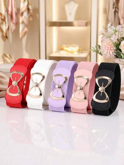 1pc Women's Waist Cincher With Bow Tie, Elastic Waistband, Simple & Fashionable For All Seasons, Snap Button Design, Fresh & Sweet Academic Style, Seamless Stretchy Design Suitable For Daily, Office, Party, Business Trip, Travel, Gift