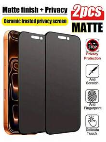 2片装磨砂隐私屏幕保护膜，兼容 17 Pro Max/17 Pro/17/16 Pro Max/15 Pro Max/14/13/12/11/Xs/Xs Max/Xr系列。采用TPU软膜材质（非钢化玻璃/陶瓷膜），防碎防震 | 隐私功能确保屏幕内容仅正面可见 - 黑色 - 查看 15