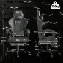 DEVOKO Gaming Chair Computer Chair Ergonomic Gaming Chair With Footrest Office Chair Ergonomic Computer Chair With Lumbar Support - Black - View 7