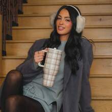 HydrojugTraveler 40 Oz Water Bottle With Handle & Flip Straw - Fits In Cup Holder, Leak Resistant Tumbler-Reusable Insulated Stainless Steel & Rubber Base - Gifts For Women & Men, - 棕色格子多色 - 查看 4