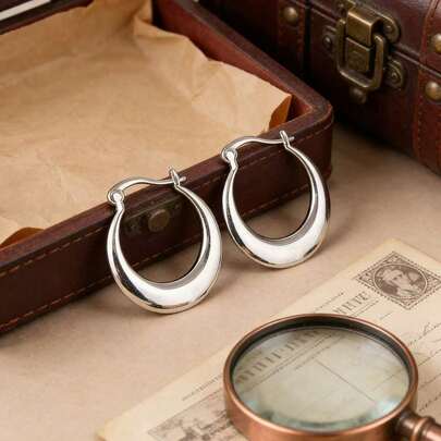 1 par klassiska minimalistiska silverörhängen, lämpliga för kvinnors vardagskläder och sammankomster, elegant accessoar
