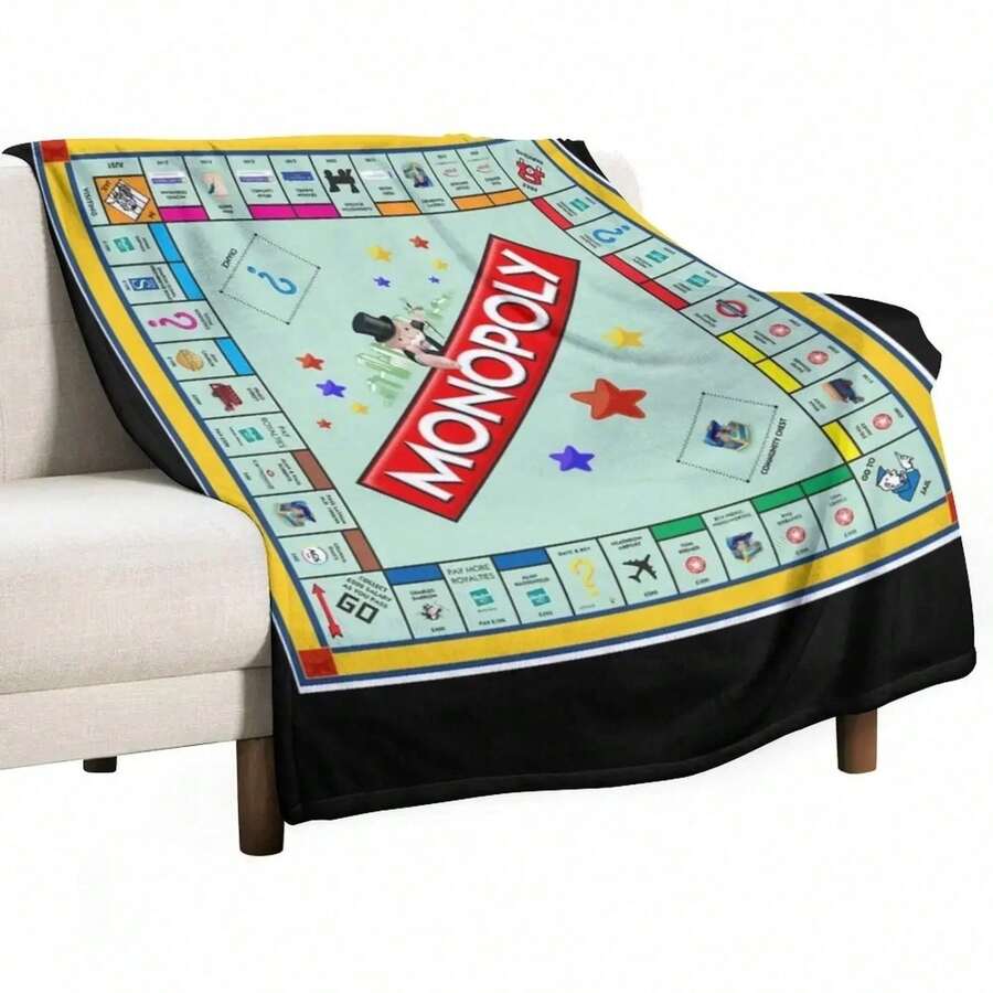 Monopoly Board Game Classic Throw Blanket Valentine Gift Ideas Decorative Blankets - Black - View 1