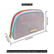 Bvlgari 宝格丽几何图案圆顶化妆包，编织纹理，金色Logo点缀，便携式彩妆护肤品收纳包，适合通勤、旅行，时尚大容量化妆包，完美礼品及日常必备，化妆包，旅行必备 - 彩色 - 查看 8