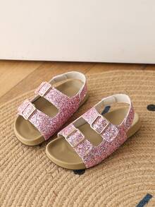 1双女童时尚软底休闲平底凉鞋，适合夏季海滩和日常穿着 - 粉色 - 查看 1