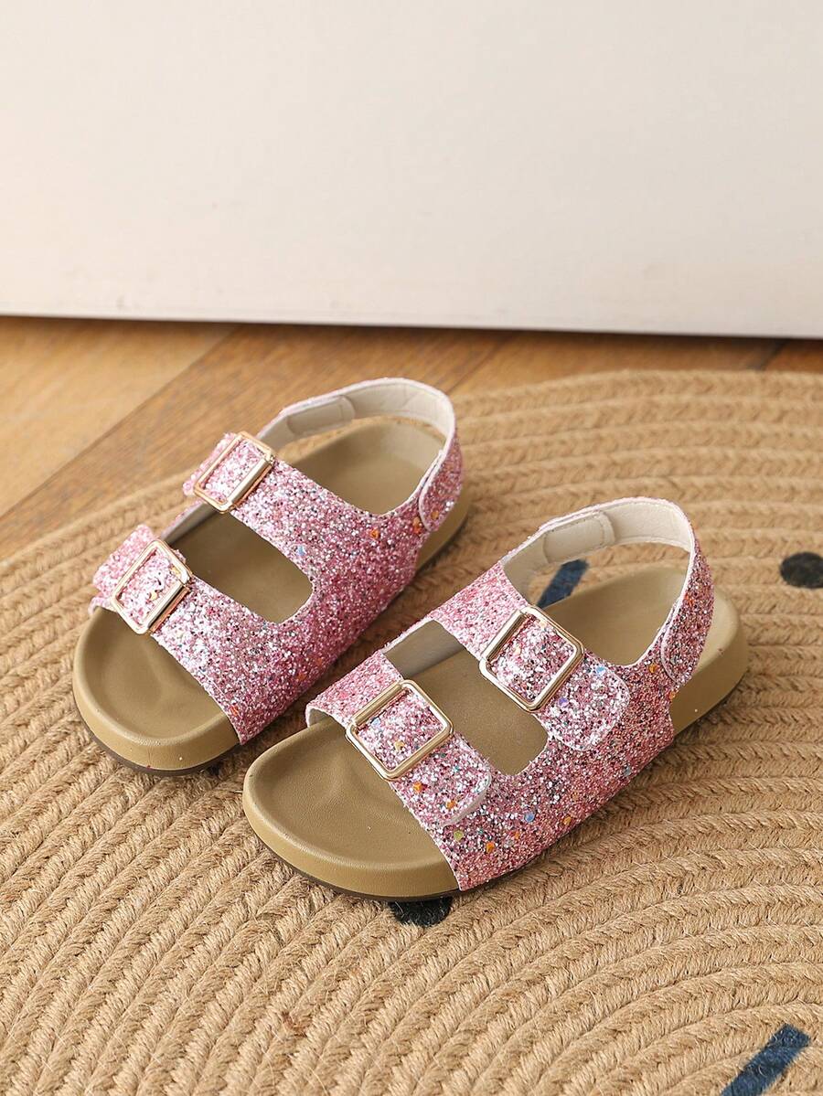 1双女童时尚软底休闲平底凉鞋，适合夏季海滩和日常穿着 - 粉色 - 查看 1