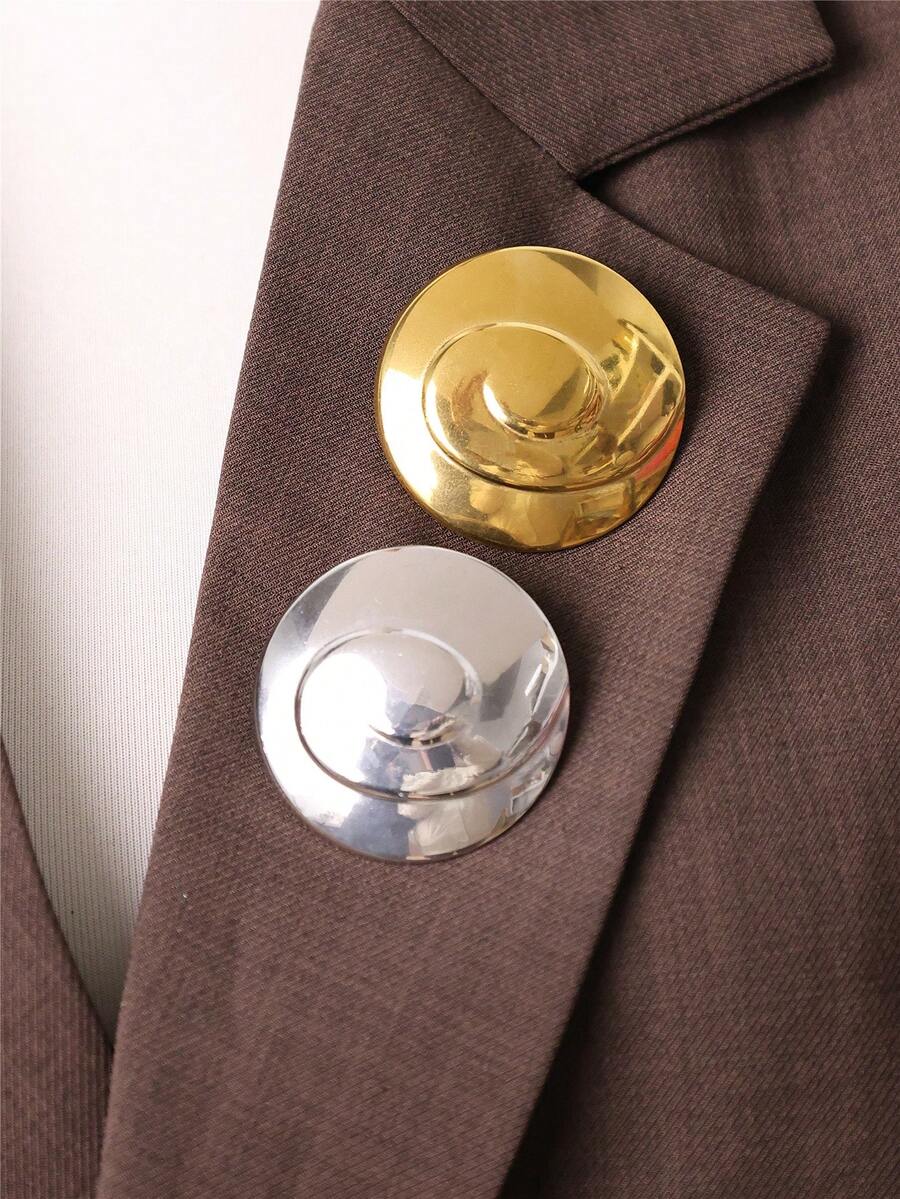 1枚优雅简约金属螺旋胸针，金/银色，女士时尚连衣裙/外套装饰别针配饰 - 彩色 - 查看 1