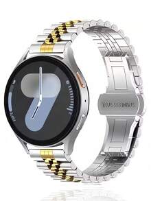 1条男女通用商务不锈钢表带，兼容三星智能手表，蝴蝶扣，通用尺寸20mm/22mm，兼容三星Galaxy Watch 3 42mm/46mm、Galaxy Active 2 40mm/44mm、Watch GT2智能手表 - 銀金色 - 查看 3