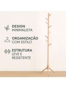 Wooden Coat Rack Organizer For Clothes - Màu be - Xem 11