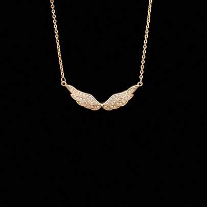 1件天使翅膀项链，时尚吊坠，简约设计，钛钢锁骨链，精致