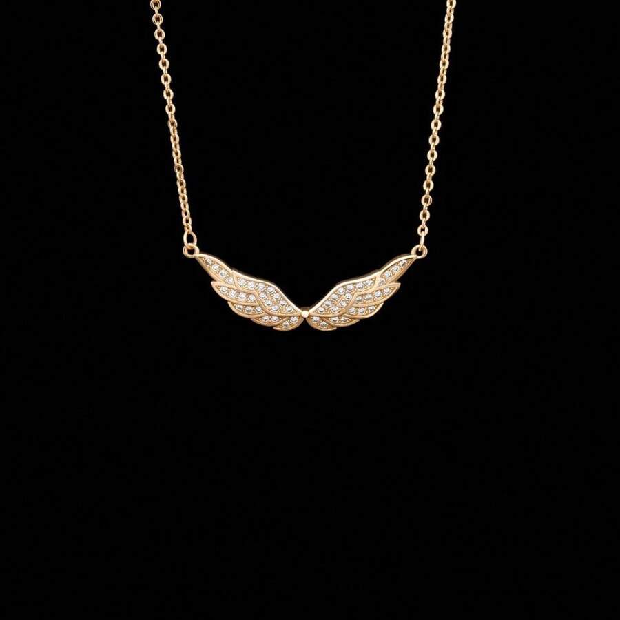 1件天使翅膀项链，时尚吊坠，简约设计，钛钢锁骨链，精致 - 天使之翼項鍊 - 查看 1