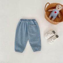 Baby Jeans Pants, Cute Unisex Infant Denim Trousers, Versatile Casual Long Pants, Fashion Carrot Pants, Suitable For Spring And Autumn - Light Wash - View 3