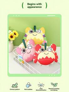3-Color Crab Bath Sponge | Double-Sided Fine Mesh Sponge + Exfoliating Scrub, 2-In-1 Design, 3-Second Quick Lather, Deep Cleansing & Gentle Exfoliation, Hanging Loop For Easy Drying & Anti-Bacterial, Soft Cotton & Plant Fiber Filling, Cute Cartoon Design For Relaxing Bath Time - Multicolor - View 3