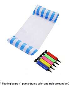 1 Set Inflatable Striped Hammock, Casual Net Lounge Chair Backrest Floating Bed, Foldable Floating Mat - Multicolor - View 15