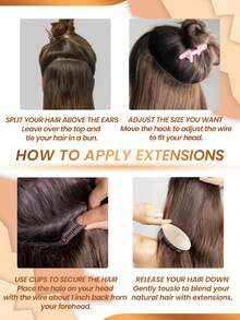 V-Shaped Hairpiece Clip In Human Hair Extensions Full Head Straight Invisible Wire Hair Extensions For Women T1B/30 - S1/30 - View 7