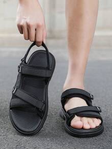 1双男士时尚凉鞋，新款防滑透气鞋，耐磨简约夏季沙滩鞋 - 黑色 - 查看 6