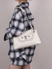 2026 New Fashion Luxury Women's Chain Bag, High-Quality Quilted Embroidered Rivet Shoulder Bag, Niche Design Heavy Metal Owl Shape Large Capacity Commuter Crossbody Bag - Multicolor - View 13