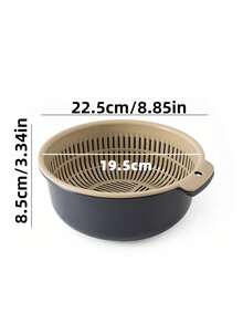 1pc Kitchen Double Layer Plastic Draining Basket, Vegetable Fruit Washing Bowl, Multi-Purpose Rice Washing Strainer - M - View 6