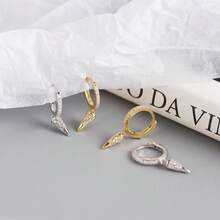 1对时尚奢华小众设计垂坠耳环，百搭日常佩戴首饰礼品 - 幾何型 - 查看 8