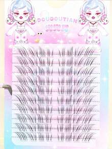 80pcs/Set Transparent Wispy Eyelash Extensions, DIY Individual Lashes 7mm-12mm, Delicate, Lengthening, Natural-Looking - Multicolor - View 3