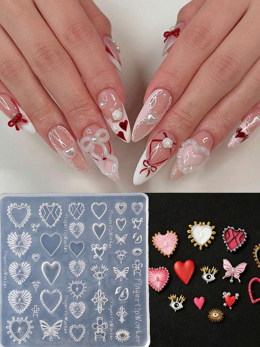 1 Piece 3D Nail Art Relief Heart-Shaped Butterfly Eye DIY Nail Art Tool - Multicolor - View 1