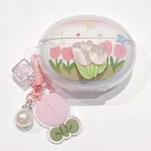 3D Tulip + Pendant Suitable For HUAWEI Freebuds 5i/6i/7i Bluetooth Earphone Case Protective Cover, SE2/3 Earphone Case, Minimalist Transparent Pro 3/Pro 4/SE 4 - Three-dimensional Tulip - View 11