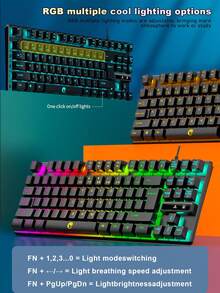 LIMEIDE RAIKU K87 Wired Keyboard | 87-Key Gaming Competitive Computer Office Mechanical Keyboard, USB, RGB Backlit, Suitable For Laptop/Desktop - Multicolor - View 2