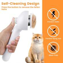 1pcs Pet Grooming Brush With Spray For Cats ; Water/Mist/Steam Brush For Cat ; 4in1: Self Cleaning, Anti Static Shedding Spray Comb, Hair Removal, Misting Indoor Steamy Grooming Brush - 白色 - 查看 8