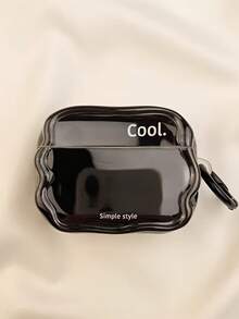 1pc Minimalist English Design Black Wireless Bluetooth Earphone Case Compatible With Apple 1/2/3/4, Pro, Pro2, Pro3 - Multicolor - View 4