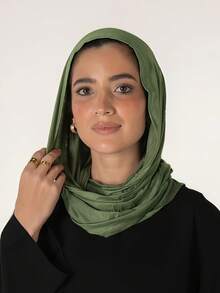 1件装女士经典纯色头巾，预缝制裹身式围巾头巾，可调节多用途头巾，柔软舒适的粘胶纤维面料，适合日常佩戴、运动、瑜伽 - 多色 - 查看 15