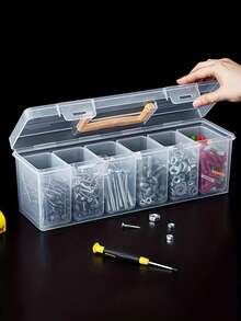 Caja de almacenamiento de herramientas transparente y portátil con múltiples compartimentos, organizador de accesorios como tornillos y llaves para el hogar, caja de clasificación de juguetes, contenedor de almacenamiento portátil con divisiones - Multicolor - Ver 5