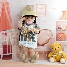 DIY发型可爱仿真乙烯基娃娃22英寸精致逼真重生娃娃陪伴玩耍玩具节日礼物 - Vinyl Body Doll - 查看 5