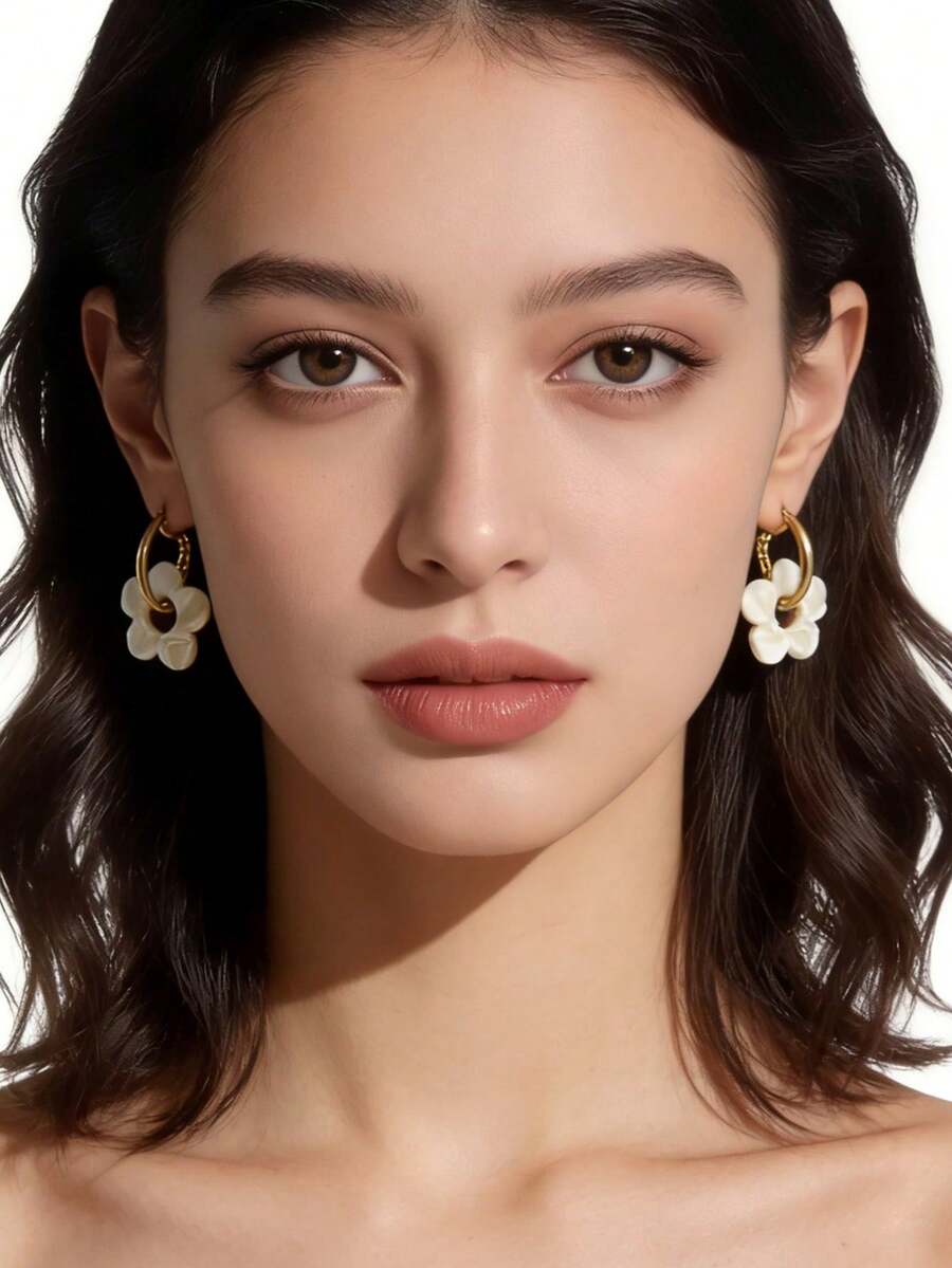 LADYCOCO 一对时尚亚克力五瓣吊坠耳环，适合女性佩戴，非常适合约会、派对、送礼，四叶草元素