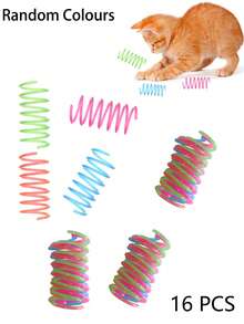 2/4/8 Pcs Glow-In-The-Dark Spring Cat Toys Set. Spiral Design With Jelly-Colored Interactive Cat Toys. Ideal For Chasing, Playing And Exercise. These Cat Toys Provide Nighttime Interactive Entertainment For Kittens And Adult Cats. Small Indoor Pets Can Chase, Pounce And Bat At Them. Great For Valentine's Day Gift. - Multicolor - View 10