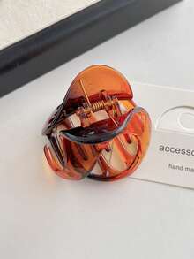 4pcs/Set Women's Coffee Color Solid Pumpkin Shaped Plastic Hair Clips, Fashion Versatile, Elegant Minimalist, Solid Marble Texture Hair Claws, Suitable For Daily, Casual, Party, Beach, Vacation, Hairstyling, Face/Hair Washing, Makeup, Outfit Accessories, Autumn Fashion Hair Clips, Autumn Hair Accessories, Winter Hair Clips, Summer Hair Clips - Multicolor - View 14