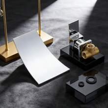 1 Conjunto Torneira de Banheiro Montada na Parede com Cascata Premium de Alta Qualidade - Torneira de Banheiro Moderna de Latão com Única Alavanca, Alto Fluxo, Conectores Padrão, Válvula de Esfera e Controle de Fluxo de Água, para Banheiro Limpo e Elegante, Torneira de Banheiro Montada na Parede | Moderna Montada na Parede | Torneira, 2 Opções de Cor - Multicolorido - Visão 2