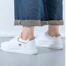 Thick-Soled Women's White Sports Shoes! Simple White / Height Increase, Soft And Elastic Leather A Luxurious Feel, Cloud-Like Sole Walking Without Tiring Feet! Suitable Daily Outings, Work Commuting, Dating And Shopping, Sports And Leisure, Suitable All Kinds Of Sports - Khaki - View 8